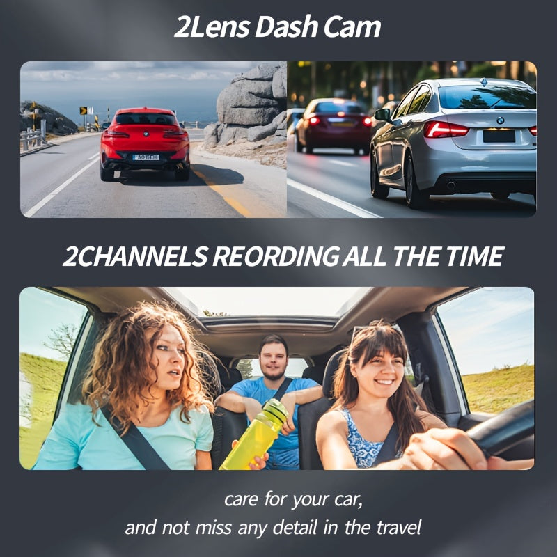 1080P Dual Camera, Dash Cam For Cars, Front And Inside, Car Camera With IR Night Vision, Loop Recording, Wide Angle Car DVR Camera With 3.16 Inch IPS Screen, Dual Lens Car Dashboard Video Cam