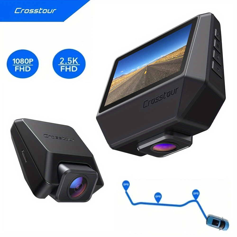 Dash Cam Front And Rear, Dash Camera For Cars 2.5K GPS, 3 Inch IPS Screen Magnetic Dashboard Recorder 170° Backup Camera