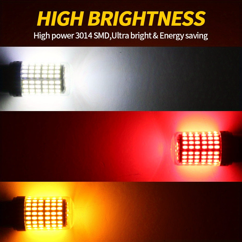 2PCS 1156 P21W BA15S PY21W BAU15S LED 1157 BAY15D Led Car Turn Signal Light Auto Brake Tail Reserve Lamps 3014 Chips 144SMD Canbus LED Bulbs White Red