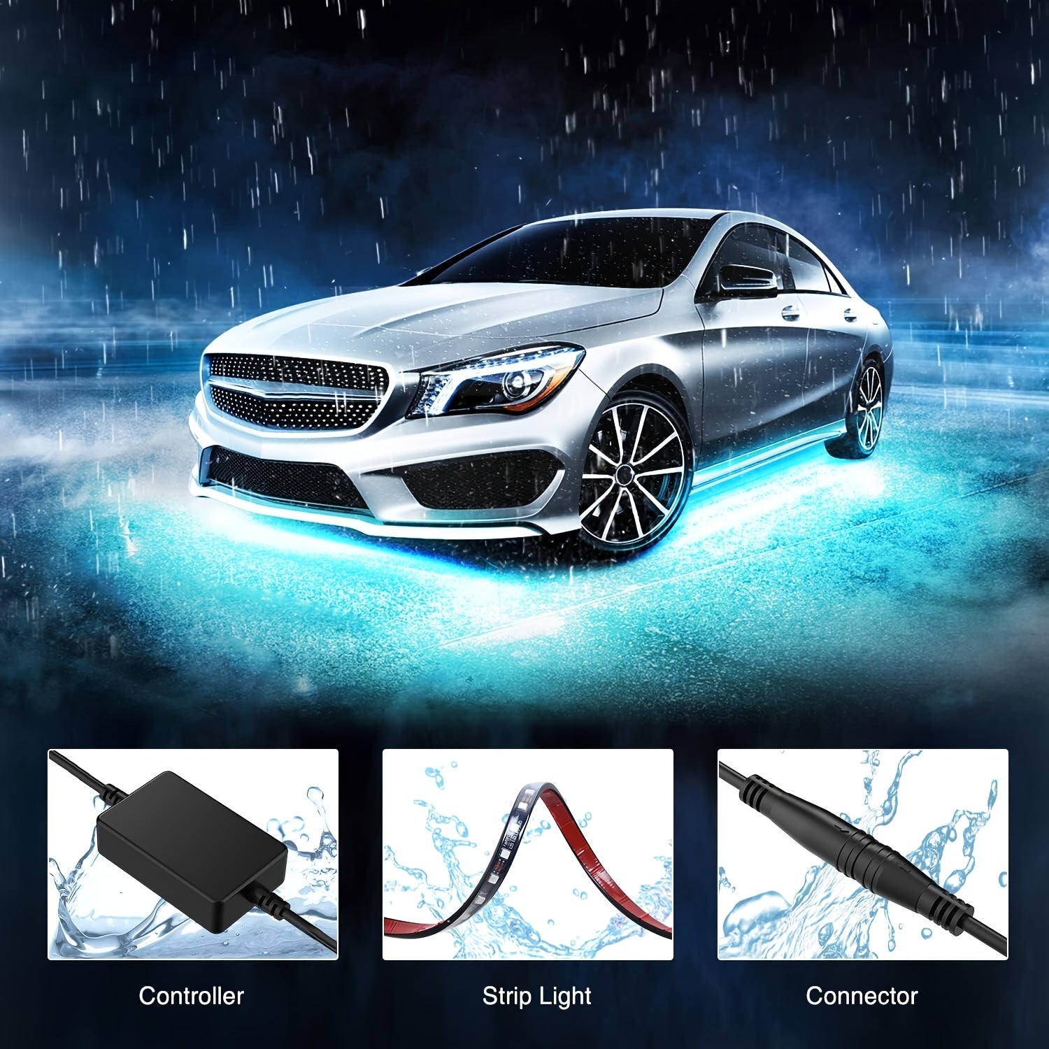 4pcs RGB Car Super Bright Universal Light Bar, Car LED Bottom Light Neon Light With App Dynamic RGB Color Change, Music Mode, Wireless Remote Control, Car Base Glow Light Bar, LED Light Base Glow Kit