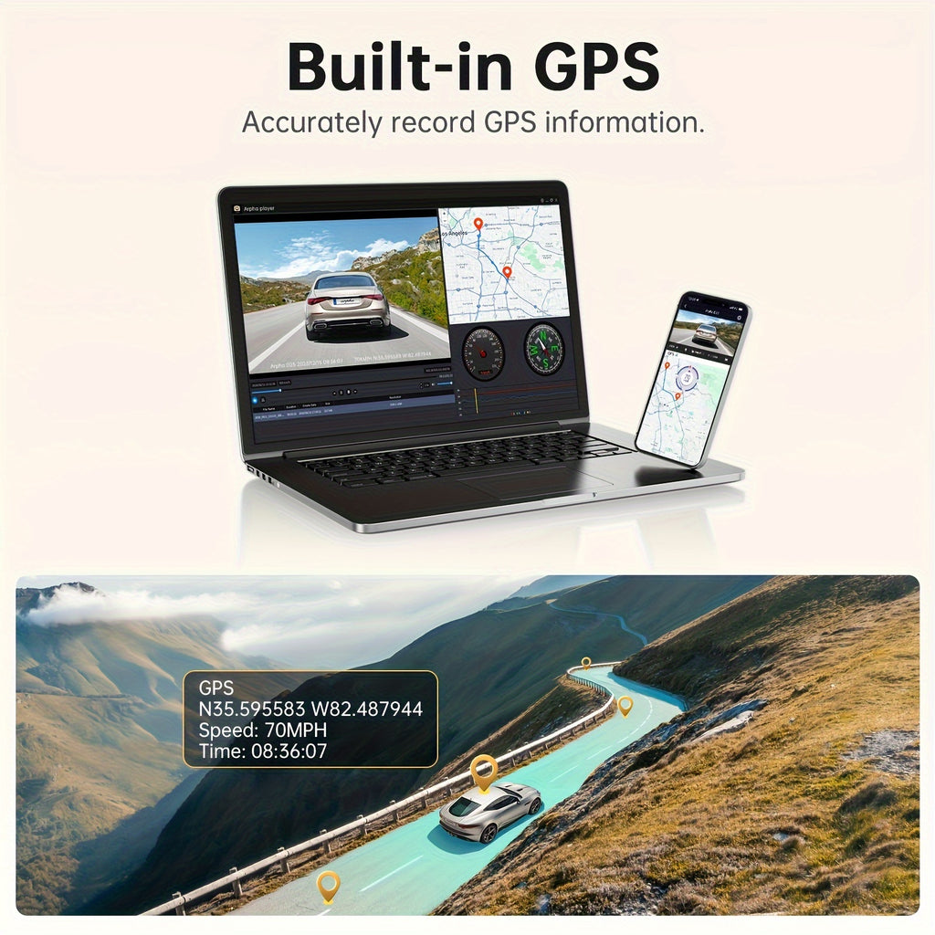 10'' Rear View Mirror Full Touch Screen Mirror Dual Camera, Smart Rearview Mirror For Cars & Trucks, Dash Cam Front 1080P and Rear 720P, App Control With WiFi And GPS, English Voice Control, WDR Super Night Vision, Parking Mo