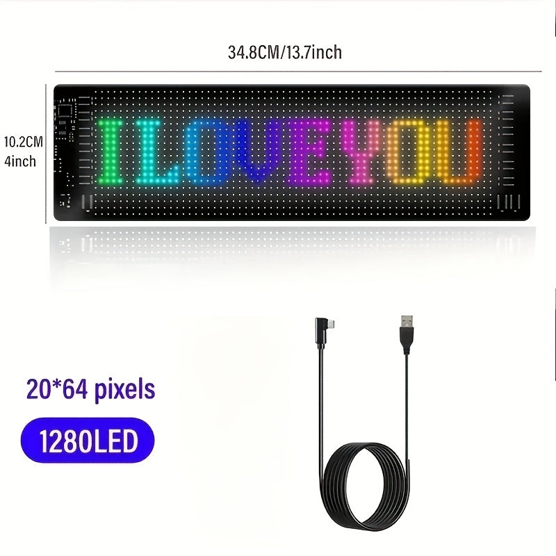 2pcs Multilingual Car LED Matrix Pixel Panel Scrolling Advertising 5V USB Remote Control Car Truck Devil's Eye Signs Light