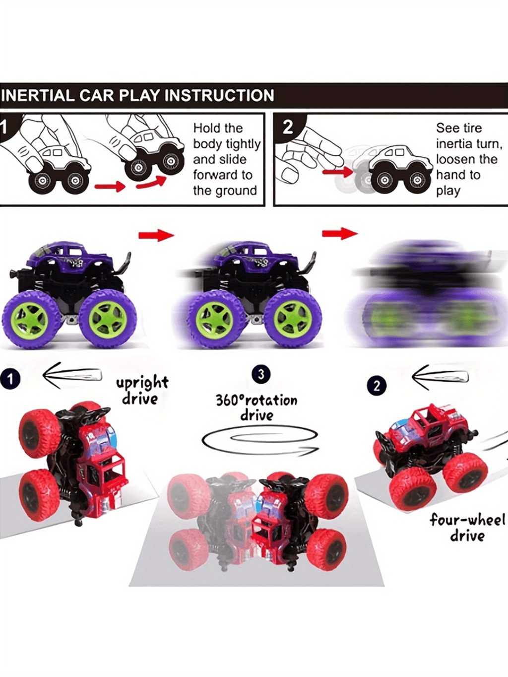 1pc Four-wheel Drive Two-way Inertial Off-road Stunt Car Can Rotate With 360° Stunt As Halloween Gift