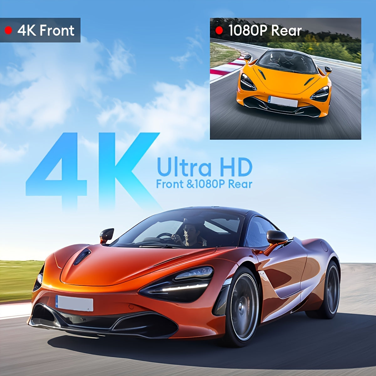 5K M580 Dual Dash Cam - 4-Inch Touch Screen, 150°+140° Wide Angle, 4K Front and 1080P Rear Cameras, Built-in 5G WiFi, GPS, Time-Lapse, 4 Advanced Parking Modes, Screensaver Optional, Easy Installation, Universal Fit for Car