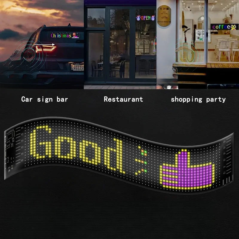 2pcs Multilingual Car LED Matrix Pixel Panel Scrolling Advertising 5V USB Remote Control Car Truck Devil's Eye Signs Light
