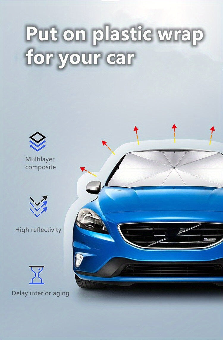 Automobile Windshield Sunshade-Foldable Automobile Umbrella Sunshade, Anti-Ultraviolet Car Front Window (Heat Protection) Windshield Cover Card