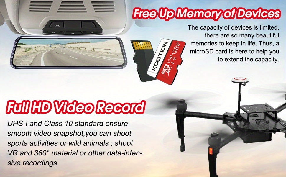 [High Speed Memory Card] KOOTION 5pcs High Speed Class 10 Mini SDXC Memory Card, 128GB 64GB 32GB 16GB 8GB 4GB 2GB 1GB 512MB 256MB 128MB TF Memory Card, C10, U1, A1 For Security Camera/Smartphone/Drone/Dash Cam/Tablet/PC