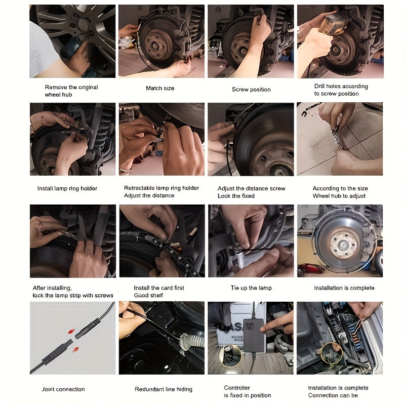 4pcs Universal Phantom Color Flow Car Led Wheel Light Burst Flash Wheel Light Colorful Wheel Light Combo RGB Wheel Ring