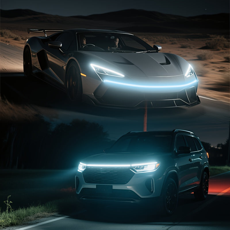 70 Inches, Car Hood/tailgate Installation Light Bar with Dynamic Scanning Welcome Mode Effect, 12V Hard-wired Installation Car LED White Light Bar with Turn Signal Effect, Suitable for Cars, SUVs, Etc. (white Light)