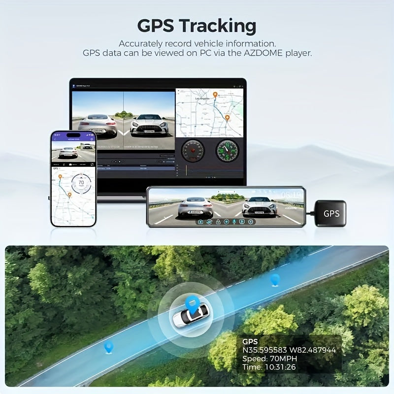 12 Inch 4K Ultra HD Mirror Dash Cam - Intuitive Touch Screen, Crystal-Clear Split-Screen Display, Dual-Lens 4K+1080P Camera, 170° Wide Angle, WiFi, Super Night Vision, Parking Mode - Easy Installation for Cars