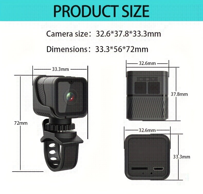 1080P HD Portable Camera with Hotspot Wifi, Motorcycle & Bicycle Dash Cam, Self-Adhesive Mount, Rechargeable Battery, App Control, Compact Design for Outdoor Sports & Cycling, Cycling Accessories, Sleek Gadget, Durable Constr