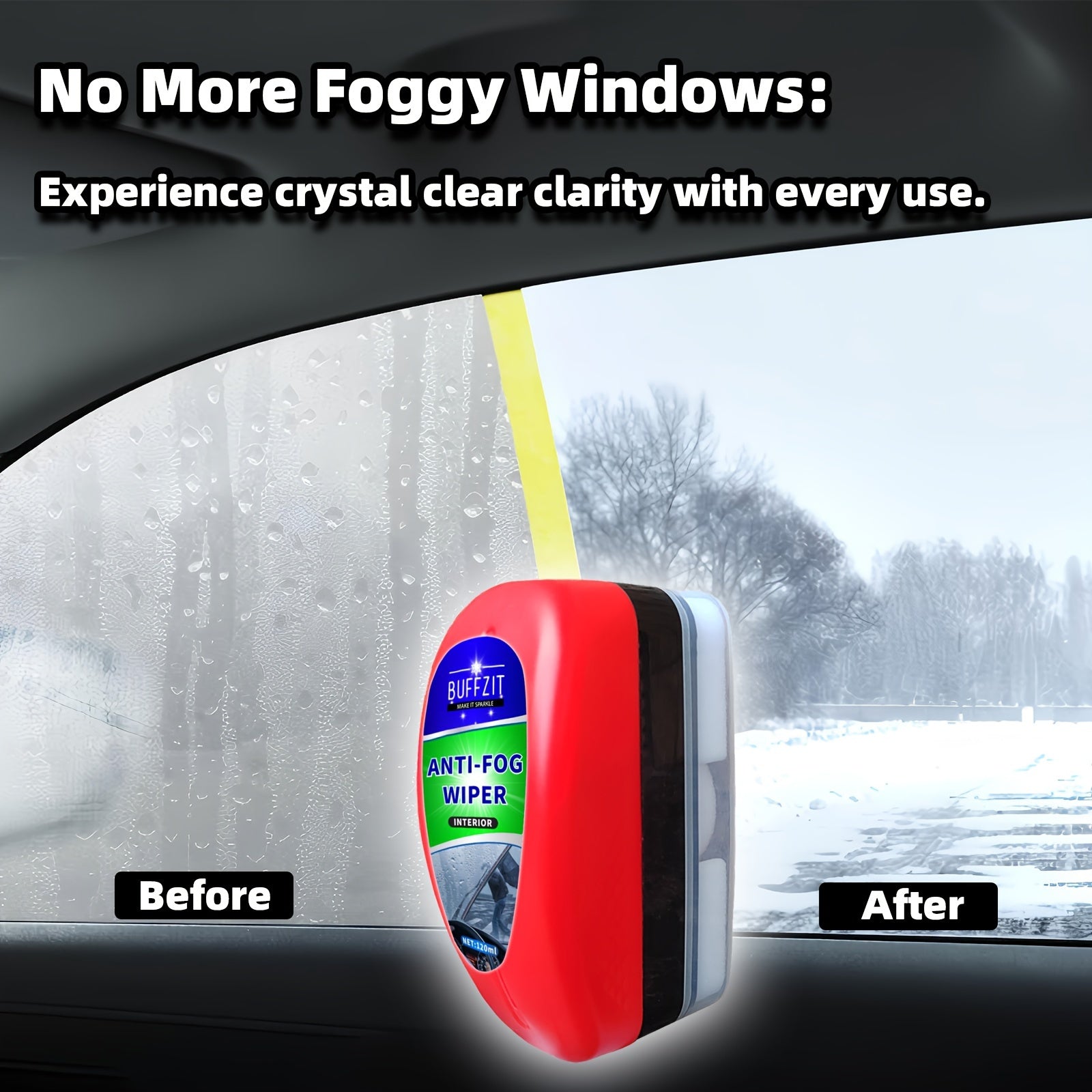 Anti-Fog Wiper for Windshield, Portable Car Glasses Defogger Prevent Fogging Defogging Sponge Wiper for Automotive Vehicles Helmets Mirrors -120Ml/4Oz