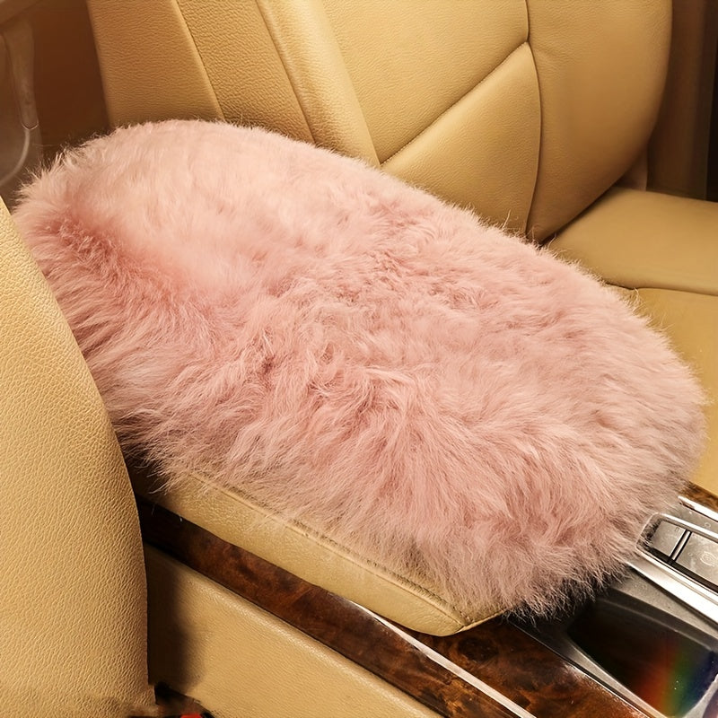 Car Armrest Pad Pure Wool Winter Warm Plush Central Armrest Cover Non-slip Pad Winter Car Supplies