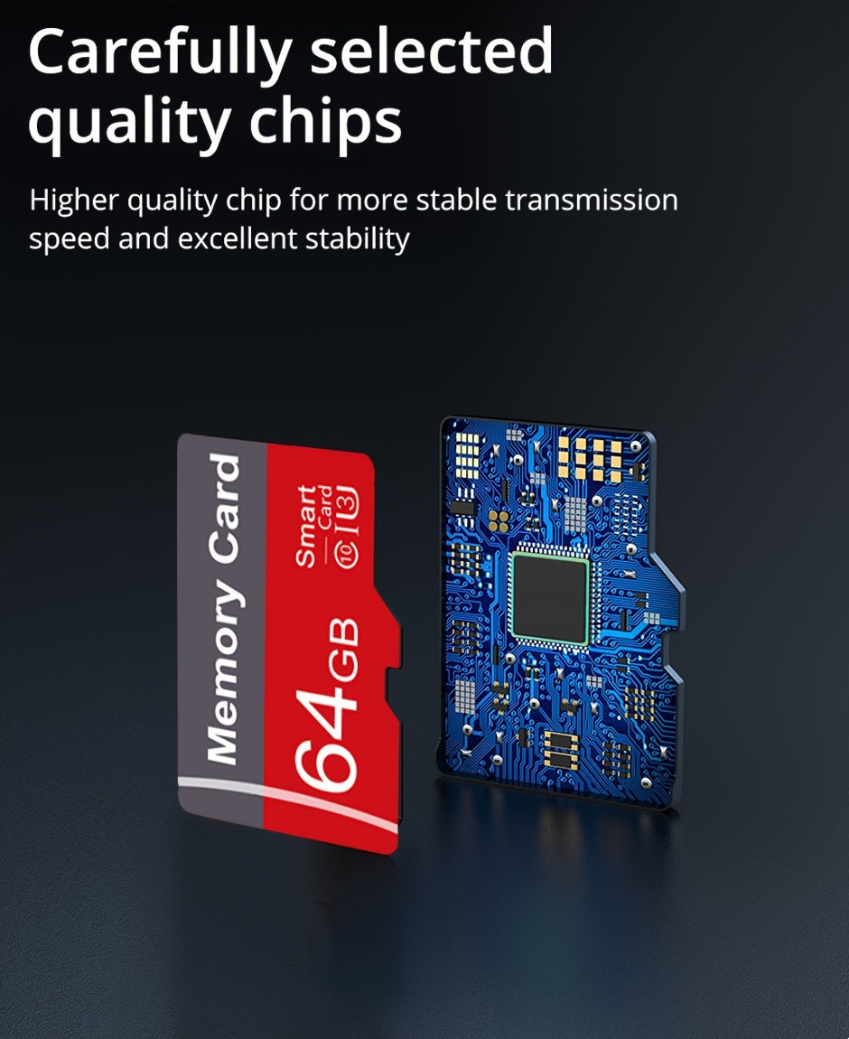 1pc Memory Card 64GB 32GB 16GB With Adapter, High Speed Flash TF Card 8GB 4GB 2GB 1GB, A1 C10 Memory TF Card For Tablet/Camera/Mobile Phone/Laptop/PC/Car Audio/Game Console/Audio -Store Your Files Securely!