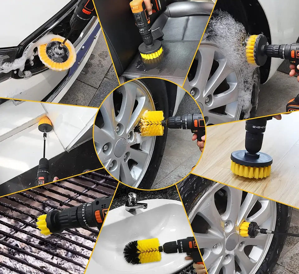 7pcs Drill Brush Attachment Set, Power Scrubber Wash Cleaning Brushes Tool Kit, All Purpose Drill Brush With Extension For Grout Floor, Tub Shower Tile, Bathroom, Kitchen Surface And Car