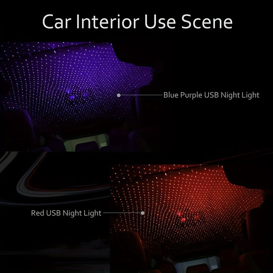 1pc Star Projector Night Light, USB Car Roof Atmosphere Lights, Portable Adjustable Romantic Interior Car Lights, Portable USB Night Light Decorations For Car, Ceiling, Bedroom