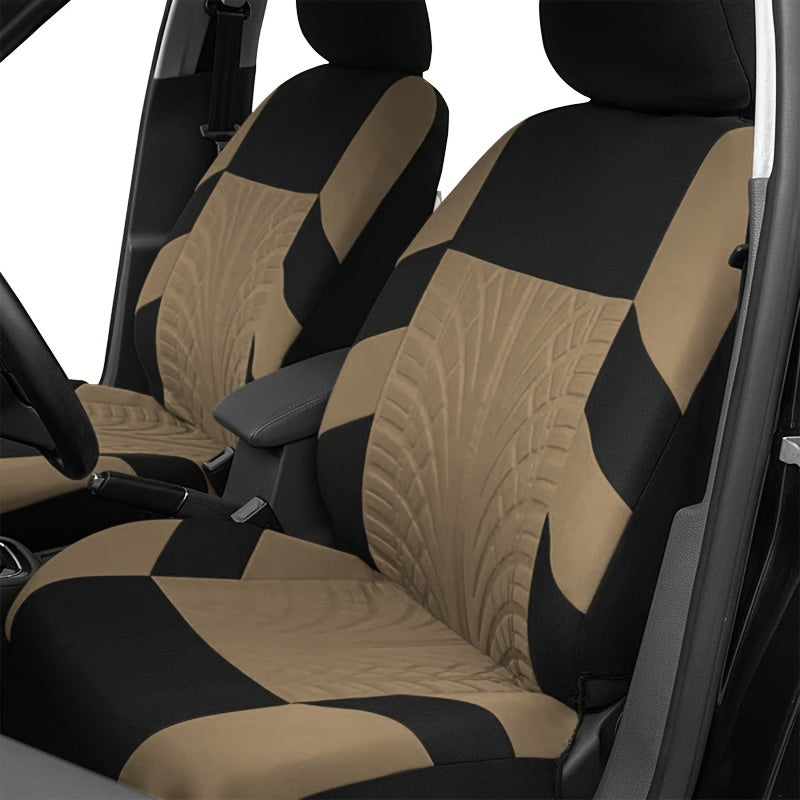 Car Seat Covers, Polyester Front Pairs Gray Black Tan Blue Red Car Seat Cushion Universal Car Seat Protector Decoration Auto Accessories Thick Foam