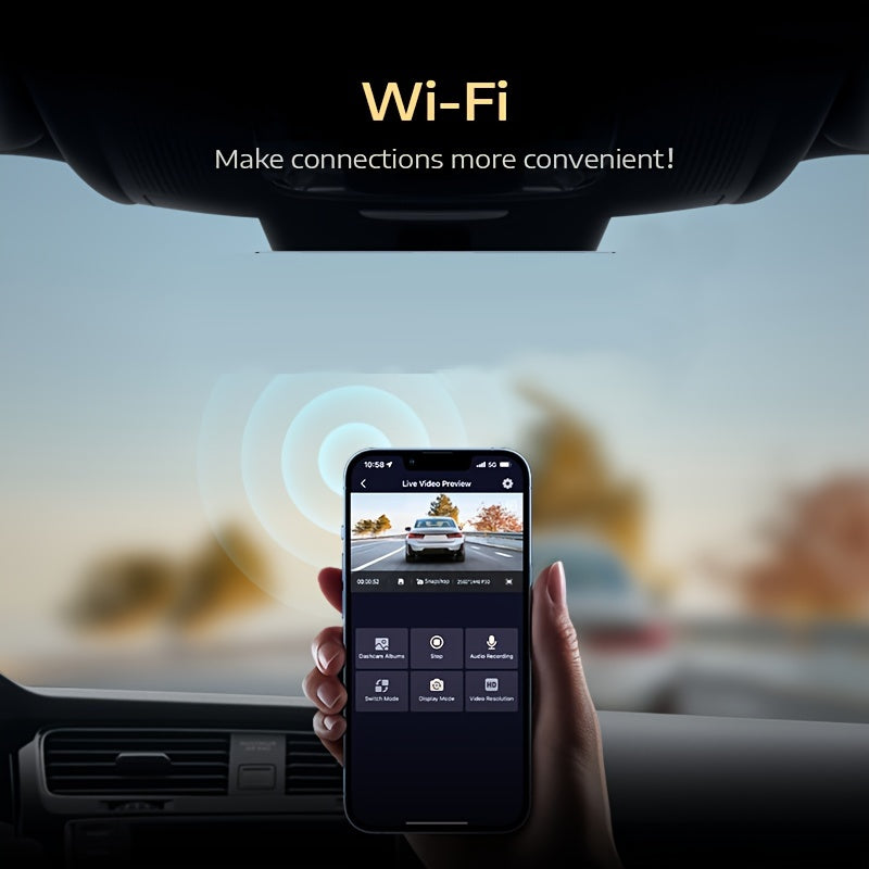 10'' Rear View Mirror Full Touch Screen Mirror Dual Camera Dash Cam, Dash Cam Front 1080P And Rear 720P, App Control With WiFi And GPS, English Voice Control, WDR Super Night Vision, Parking Mode(Need To Connect Mini 3-lead H