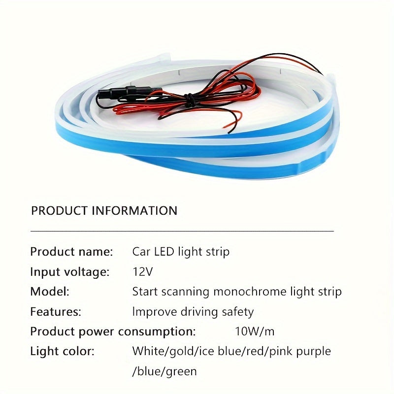 Car LED Hood Light Universal Flexible Scan Light Strip Car Decoration Atmosphere Light Ambient Atmosphere White Ice Blue