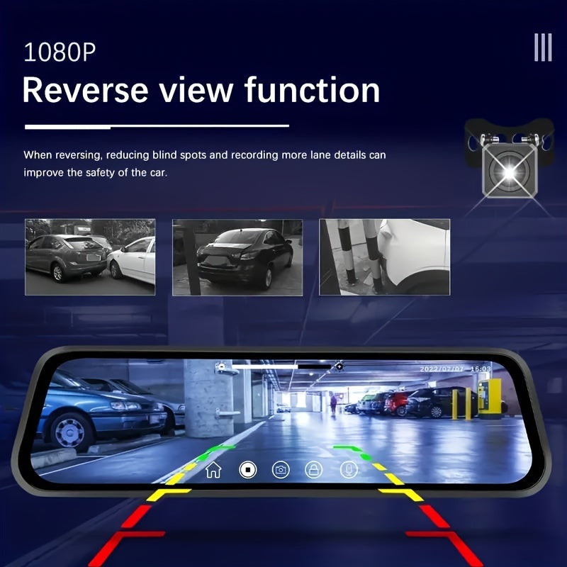 10 Inch Full Touch Screen Front 1080P & 1080P Rear Dash Cam, Front 170° & Rear 150° Wide Angle View, Super Night Vision, Adjustable Front Camera, Split Screen Display, Emergency Video Lock, Parking Mode, Loop Recording, Eas