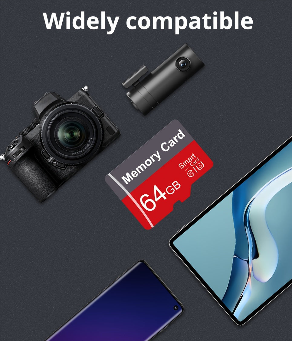 1pc Memory Card 64GB 32GB 16GB With Adapter, High Speed Flash TF Card 8GB 4GB 2GB 1GB, A1 C10 Memory TF Card For Tablet/Camera/Mobile Phone/Laptop/PC/Car Audio/Game Console/Audio -Store Your Files Securely!