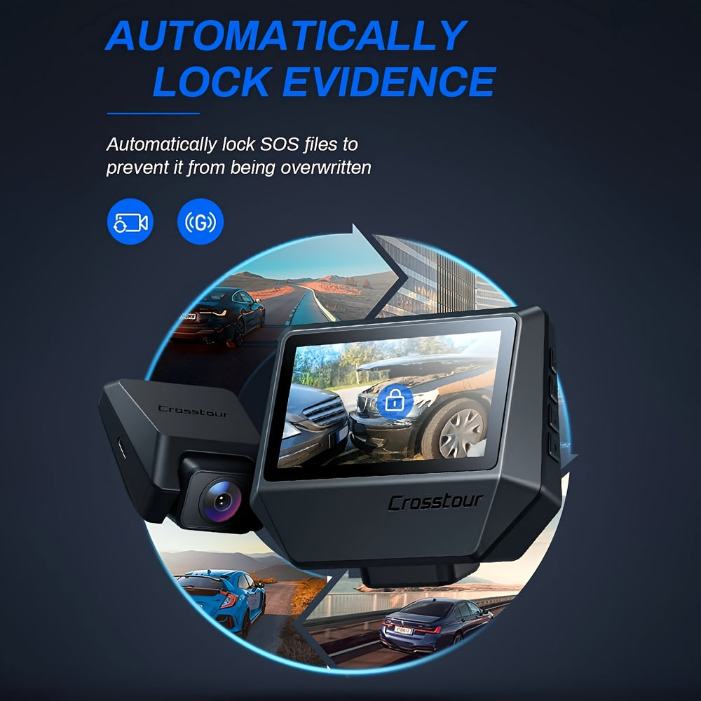 Dash Cam Front And Rear, Dash Camera For Cars 2.5K GPS, 3 Inch IPS Screen Magnetic Dashboard Recorder 170° Backup Camera