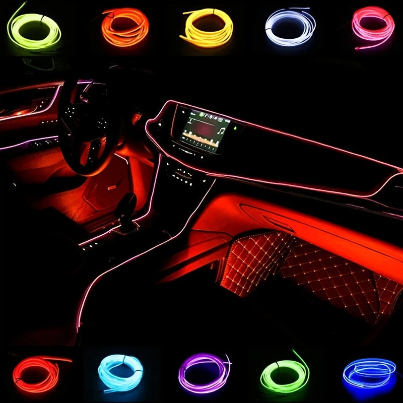 196.85inch Car Environment El Wire LED USB Flexible Neon Interior Lights Assembly RGB Light for Automotive Decoration Lighting Accessories for car party DIY Living Room and Bedroom Atmosphere Decoration, Bedroom Lights, Best