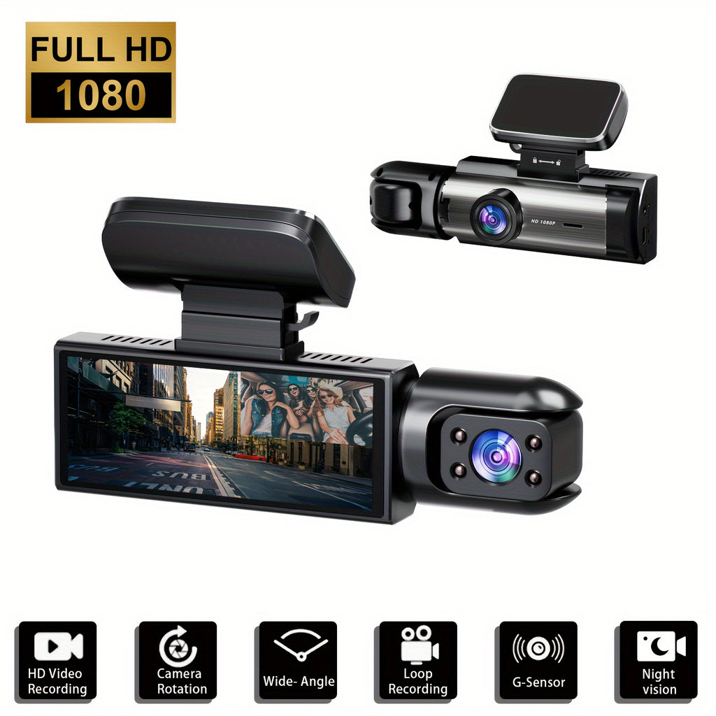 1080P Dual Camera Dash Cam For Cars With IR Night Vision, Loop Recording, And Wide Angle Lens-3.16 Inch IPS Screen, 32GB Card Optional.
