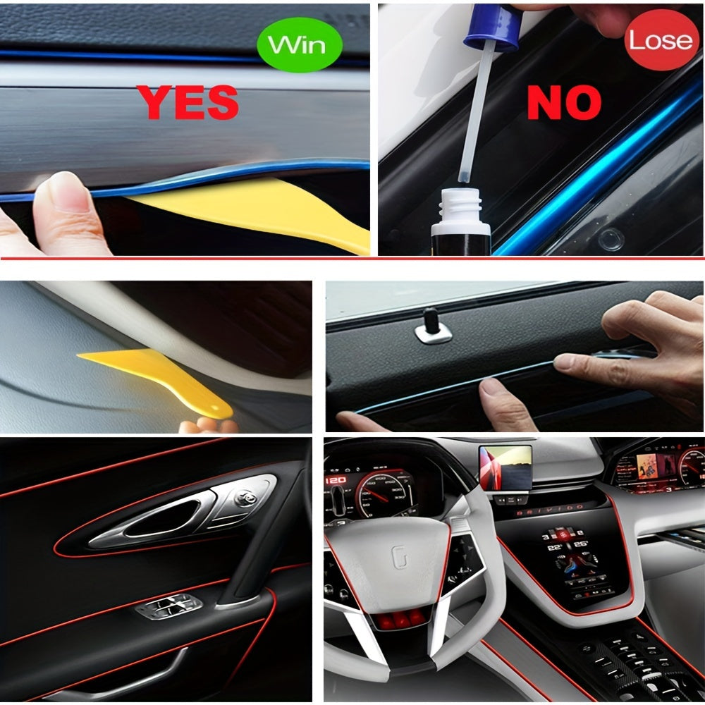 El Wire Pink  Interior Car LED Strip Lights, 10M Neon Wire USB 5V with Fuse Protection for Automotive Car Interior Decoration with 6mm Sewing Edge