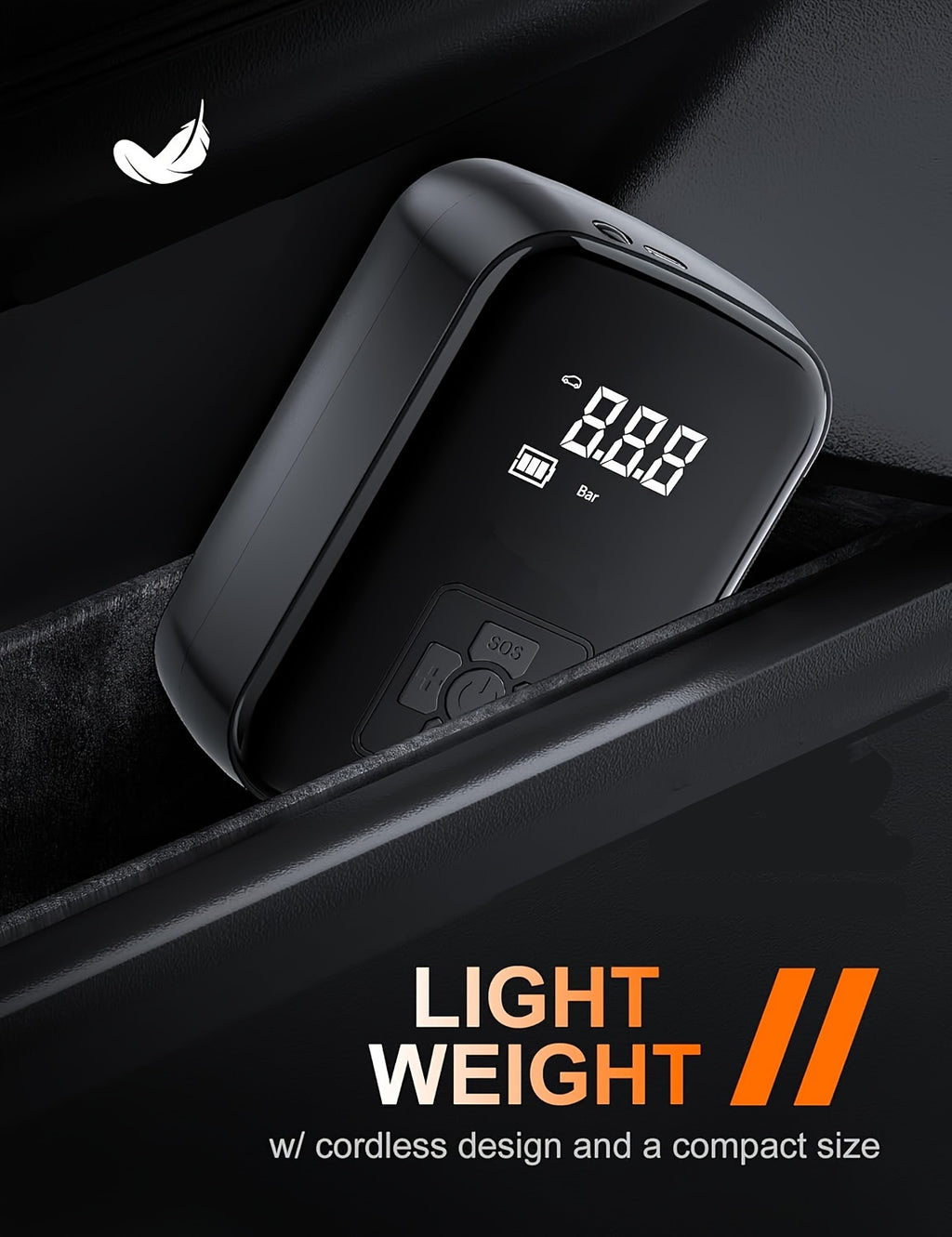 [Portable Car Air Compressor] A Portable Car Air Compressor with a Wireless Handheld Pump And Light, Suitable for Inflating And Compressing Tires of Cars And Motorcycles