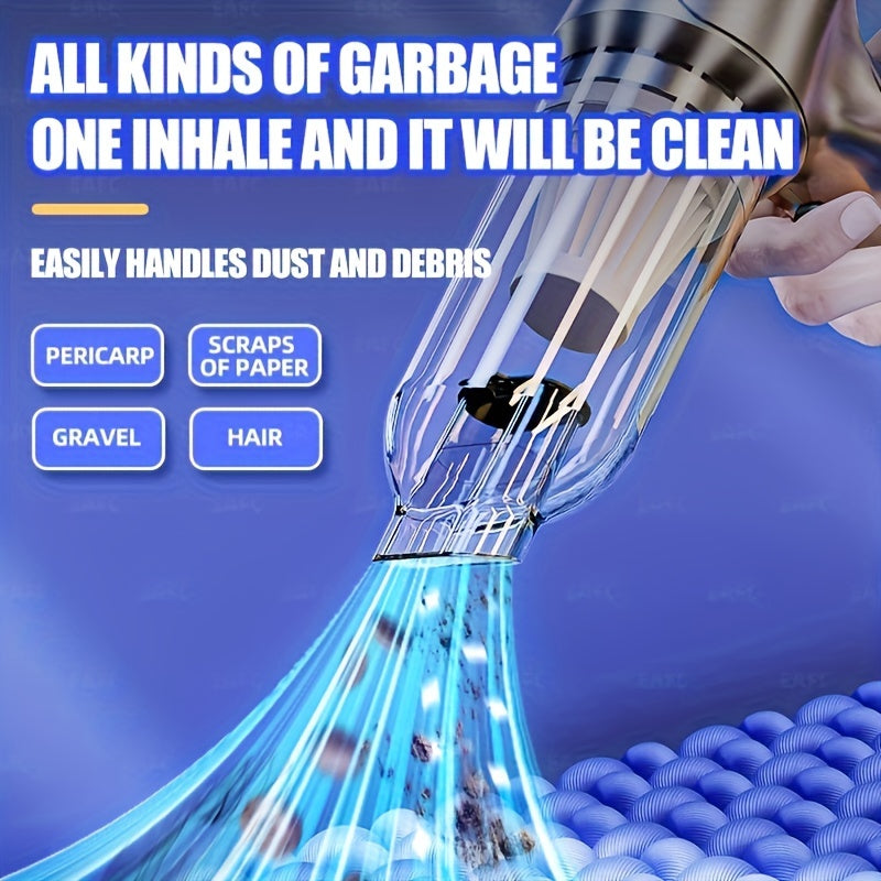 Versatile, High-Power Cordless Car Vacuum Cleaner - USB Rechargeable, Quiet Operation, Strong Suction for Auto & Home Use, Cordless Vacuum Cleaner