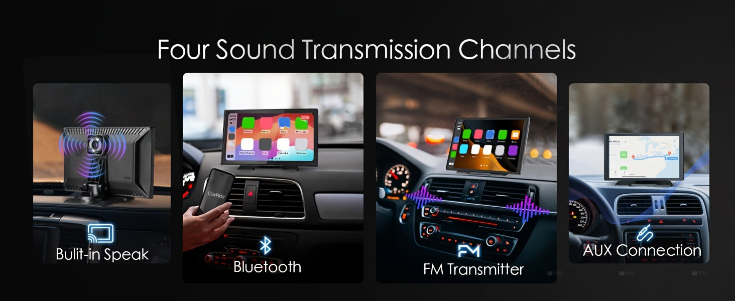 9'' 4K Wireless CarPlay & Android Auto Touchscreen Carabc with Dash Cam, GPS Navigation, Mirror Link, FM, Voice Control