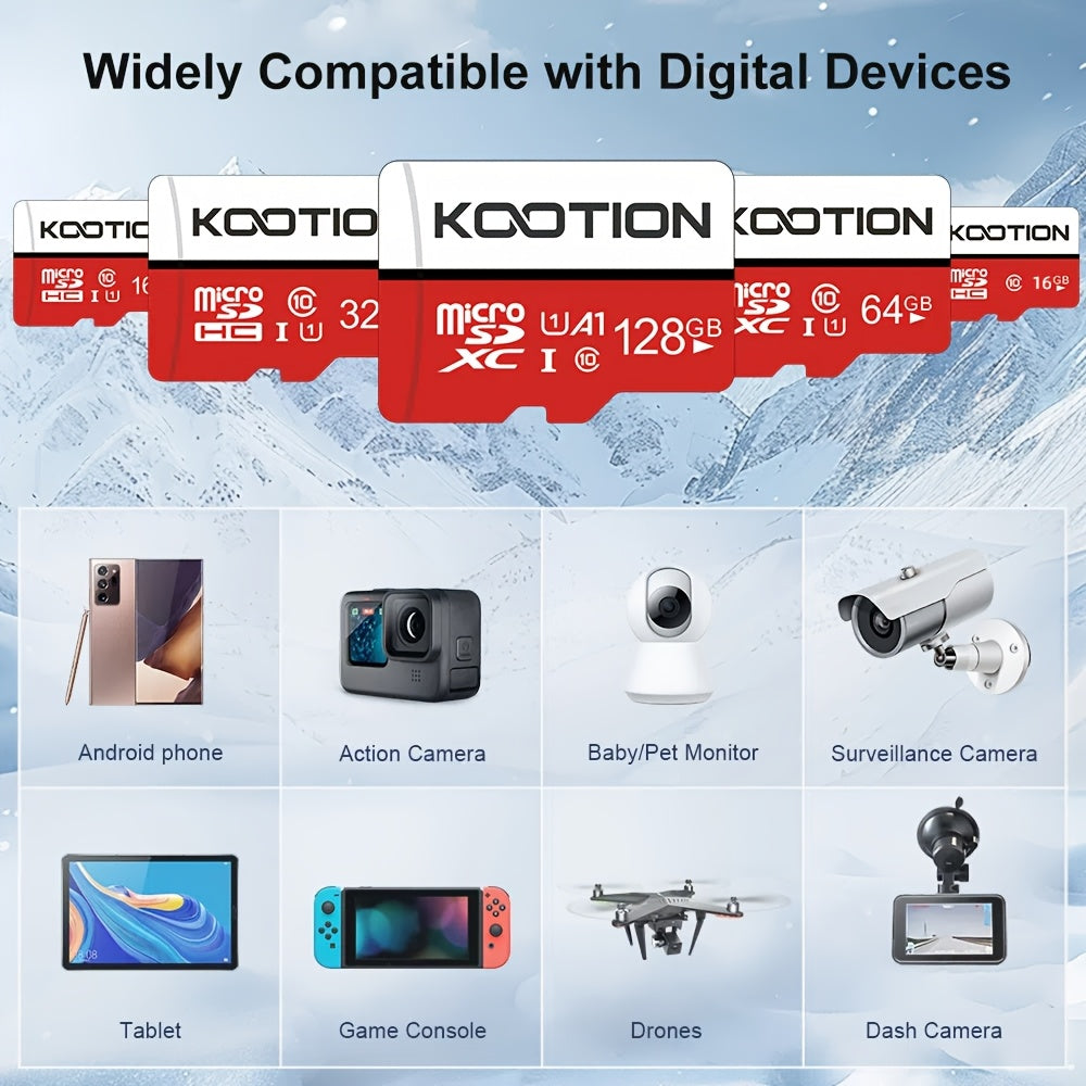 [High Speed Memory Card] KOOTION 5pcs High Speed Class 10 Mini SDXC Memory Card, 128GB 64GB 32GB 16GB 8GB 4GB 2GB 1GB 512MB 256MB 128MB TF Memory Card, C10, U1, A1 For Security Camera/Smartphone/Drone/Dash Cam/Tablet/PC
