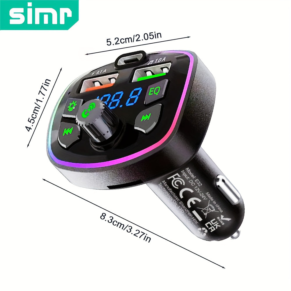 Hands-Free Car MP3 Player with USB PD Charging, Wireless FM Transmitter, Dual USB Ports, True 3.1A Power Delivery