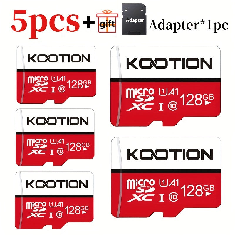 [High Speed Memory Card] KOOTION 5pcs High Speed Class 10 Mini SDXC Memory Card, 128GB 64GB 32GB 16GB 8GB 4GB 2GB 1GB 512MB 256MB 128MB TF Memory Card, C10, U1, A1 For Security Camera/Smartphone/Drone/Dash Cam/Tablet/PC