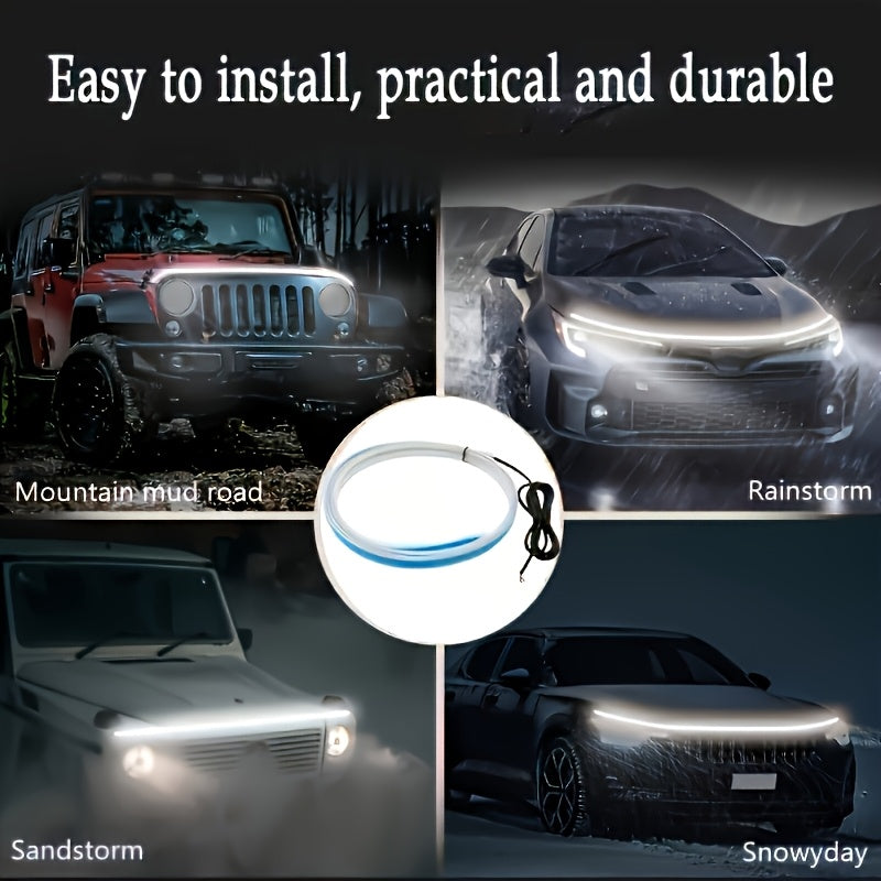 70 Inches, Car Hood/tailgate Installation Light Bar with Dynamic Scanning Welcome Mode Effect, 12V Hard-wired Installation Car LED White Light Bar with Turn Signal Effect, Suitable for Cars, SUVs, Etc. (white Light)