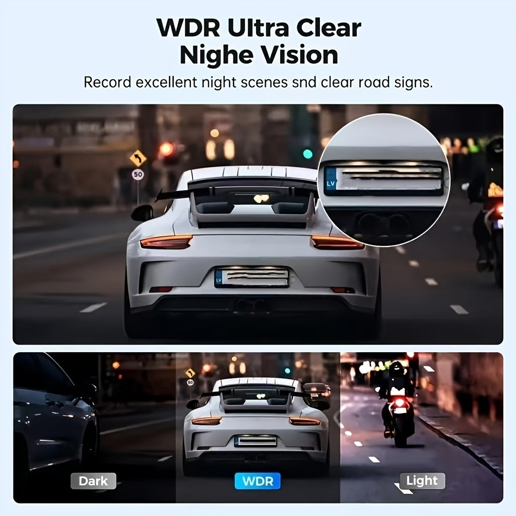 10 Inch Full Touch Screen Front 1080P & 1080P Rear Dash Cam, Front 170° & Rear 150° Wide Angle View, Super Night Vision, Adjustable Front Camera, Split Screen Display, Emergency Video Lock, Parking Mode, Loop Recording, Eas