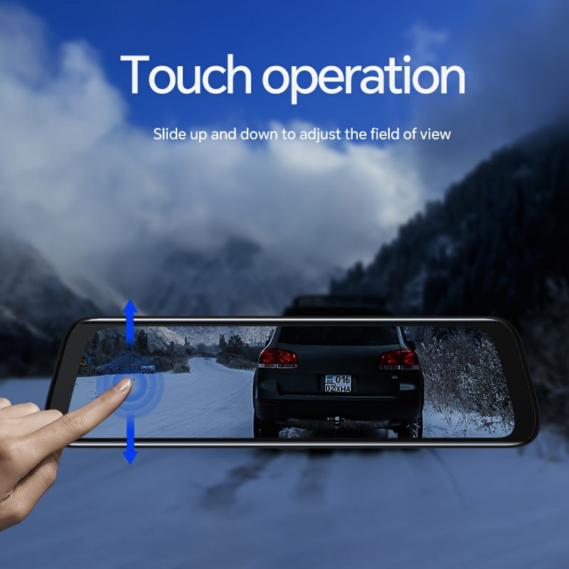 10" 1080P Touch Screen Smart Rear View Mirror Camera - On-Dash Cameras with Front and Rear Dash Cam, 32GB Card, Parking Monitor, Reverse Assist, and Wide Angle Lens for Safe Driving