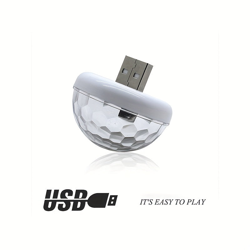 Magic Mini LED Car Light - Voice-Controlled, Rotating, Color-Changing Stage Light for Party Atmosphere - Compact, USB-Powered, Easy-to-Install, Disco Lighting for Car Interior