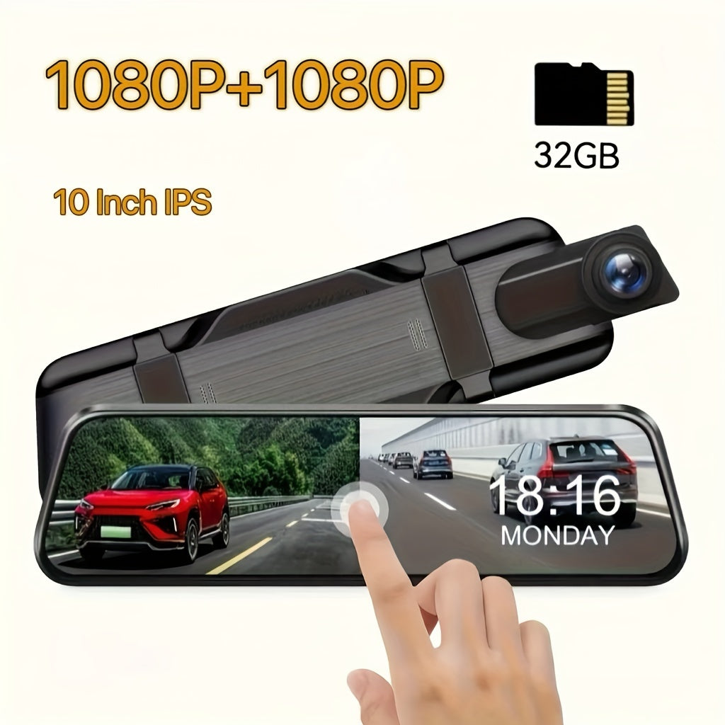 10 Inch Full Touch Screen Front 1080P & 1080P Rear Dash Cam, Front 170° & Rear 150° Wide Angle View, Super Night Vision, Adjustable Front Camera, Split Screen Display, Emergency Video Lock, Parking Mode, Loop Recording, Eas