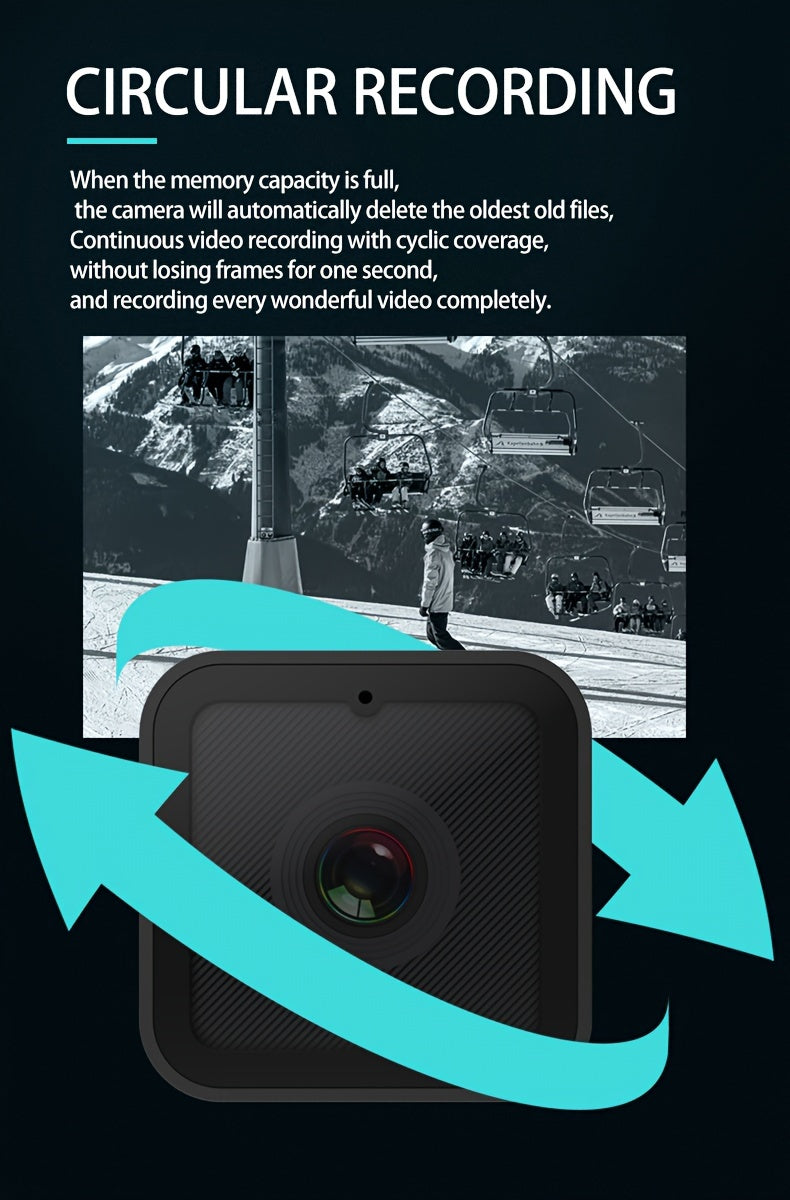 1080P HD Portable Camera with Hotspot Wifi, Motorcycle & Bicycle Dash Cam, Self-Adhesive Mount, Rechargeable Battery, App Control, Compact Design for Outdoor Sports & Cycling, Cycling Accessories, Sleek Gadget, Durable Constr