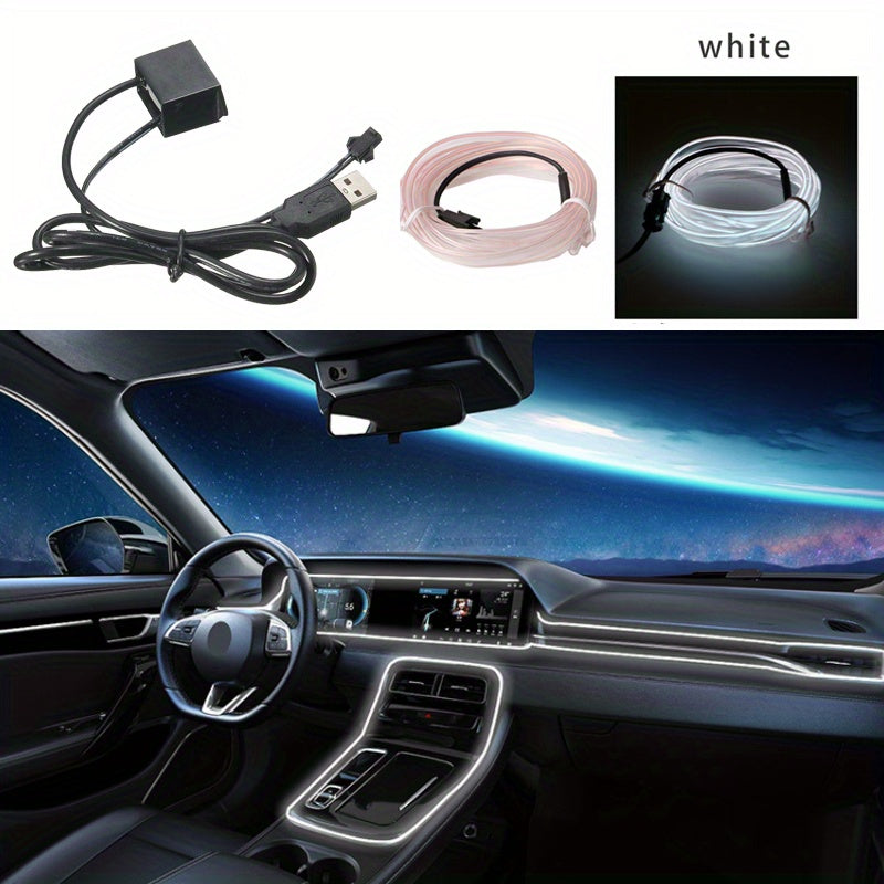 196.85inch Car Environment El Wire LED USB Flexible Neon Interior Lights Assembly RGB Light for Automotive Decoration Lighting Accessories for car party DIY Living Room and Bedroom Atmosphere Decoration, Bedroom Lights, Best
