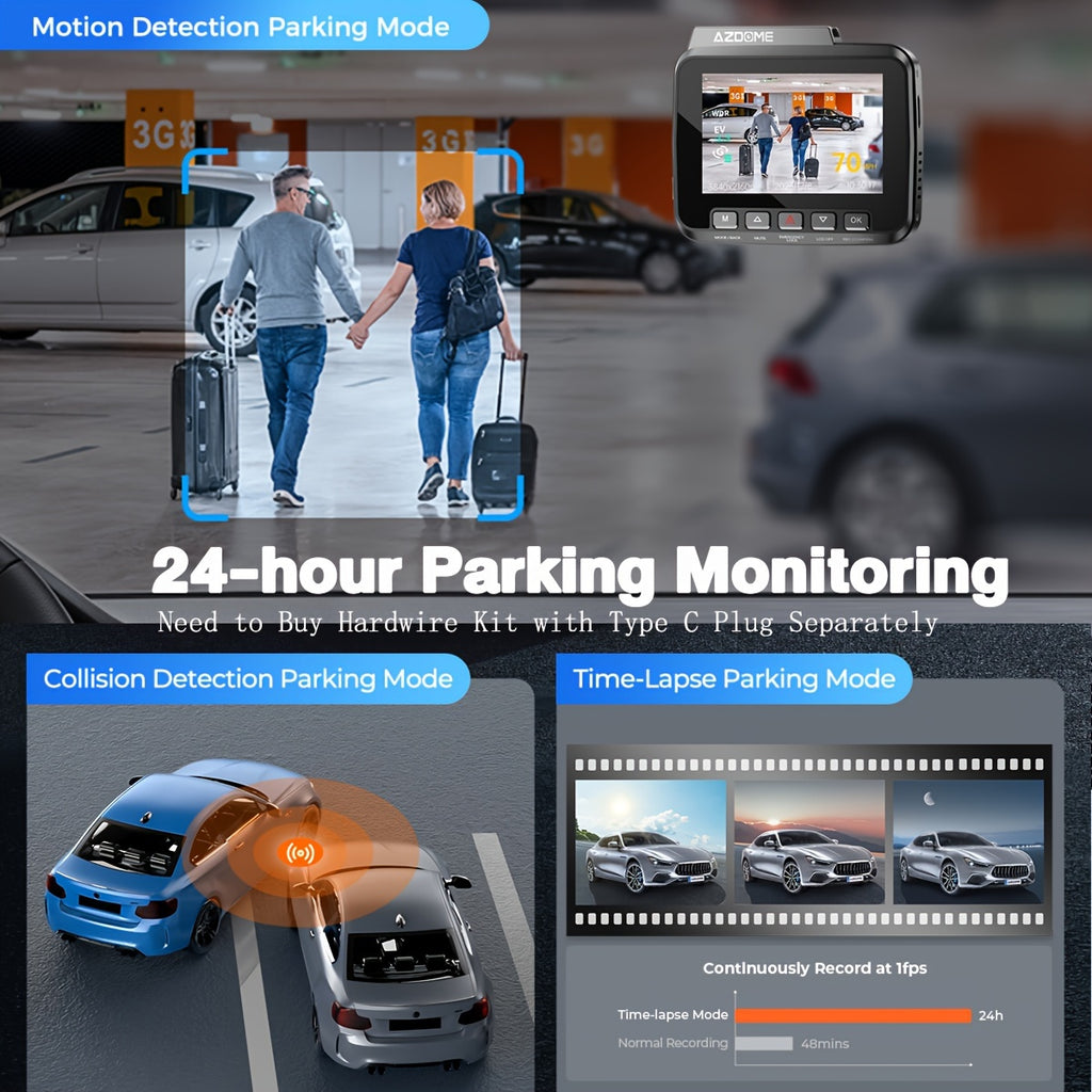 AZDOME GS63H Pro 4K Dash Cam Front And Rear, Built-in GPS, Speed, 5G WiFi Dash Camera For Cars, 2160P UHD 30fps Dashcam With APP, 2.4" IPS Screen, WDR, 64GB Card Included, Super Night Vision, 24H Parking Mode