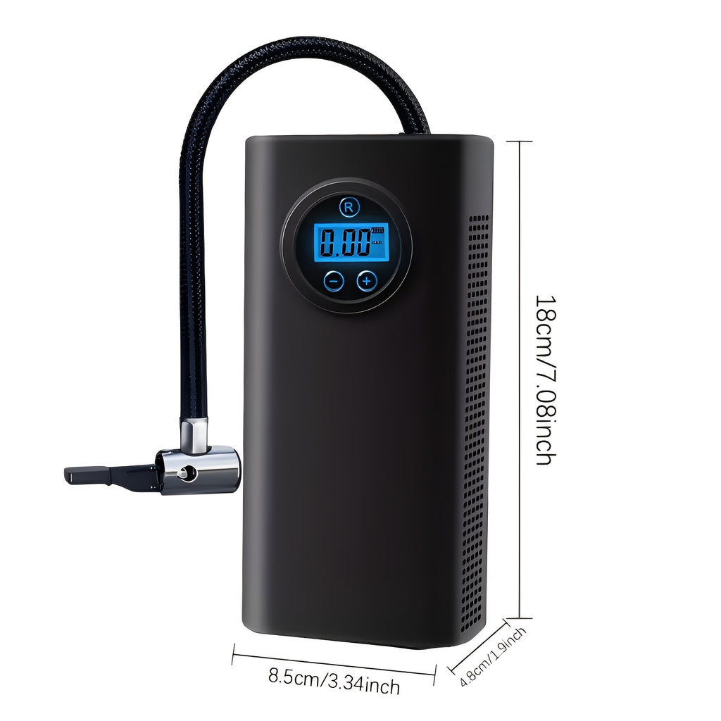 1pc Digital Tire Inflator Air Compressor, 150PSI Automatic Shut-Off Quick Inflation Pump with USB, Battery-Powered, ≤36V, for Car, Bicycle, Electric Bike, Ball Tires - Rechargeable Lithium Polymer Battery