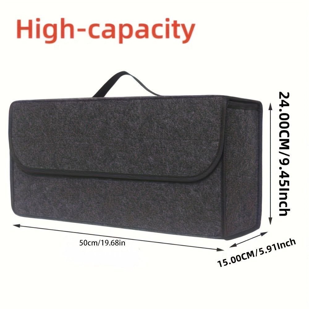 1pc Car Storage Box, Portable, Foldable Car Trunk Organizer, Felt Cloth Storage Box, Car Interior Tidying Container, Car Organizer