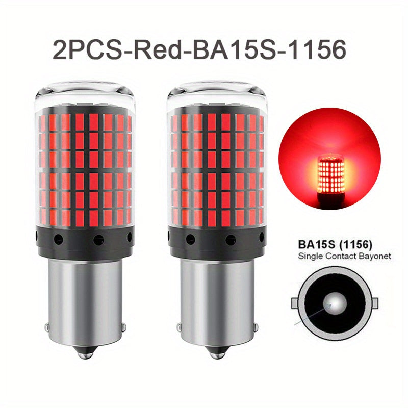 2PCS 1156 P21W BA15S PY21W BAU15S LED 1157 BAY15D Led Car Turn Signal Light Auto Brake Tail Reserve Lamps 3014 Chips 144SMD Canbus LED Bulbs White Red