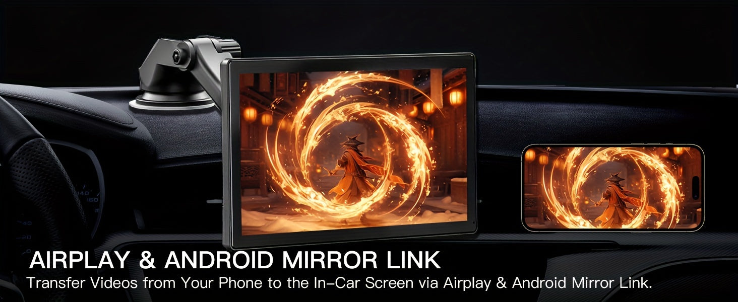 9'' 4K Wireless CarPlay & Android Auto Touchscreen Carabc with Dash Cam, GPS Navigation, Mirror Link, FM, Voice Control