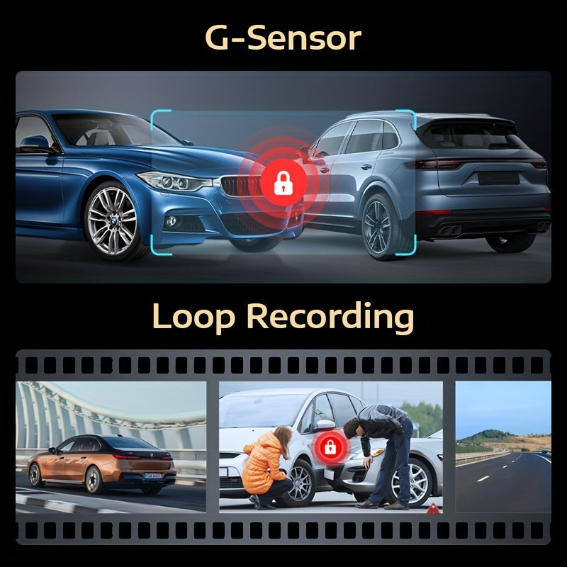 10'' Rear View Mirror Full Touch Screen Mirror Dual Camera Dash Cam, Dash Cam Front 1080P And Rear 720P, App Control With WiFi And GPS, English Voice Control, WDR Super Night Vision, Parking Mode(Need To Connect Mini 3-lead H