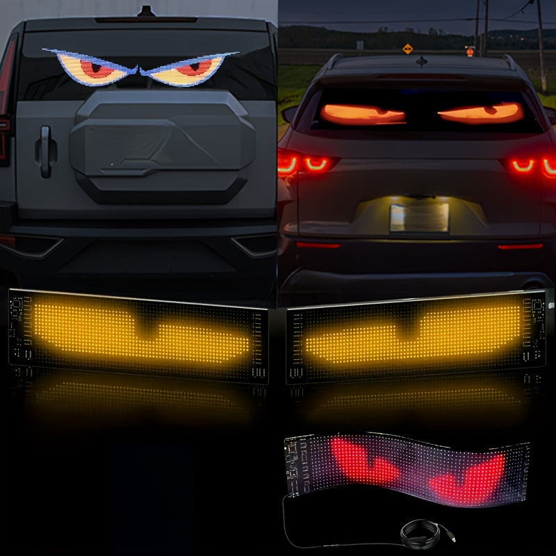 2pcs Multilingual Car LED Matrix Pixel Panel Scrolling Advertising 5V USB Remote Control Car Truck Devil's Eye Signs Light
