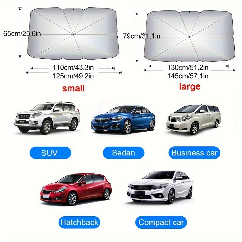 Automobile Windshield Sunshade-Foldable Automobile Umbrella Sunshade, Anti-Ultraviolet Car Front Window (Heat Protection) Windshield Cover Card